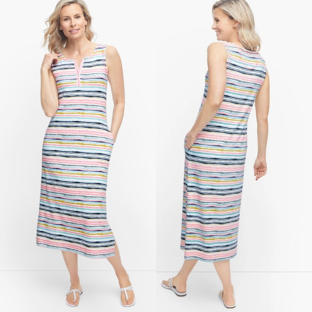 Talbots Painterly Henley Midi Dress